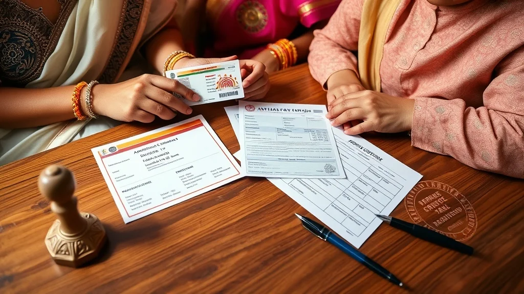 Mukhyamantri Kanya Vivah Yojana 2025 – Complete Guide (UP, Bihar, MP & Odisha) 10 Applicant showing Aadhaar card, income and caste certificates for Kanya Vivah Yojana application