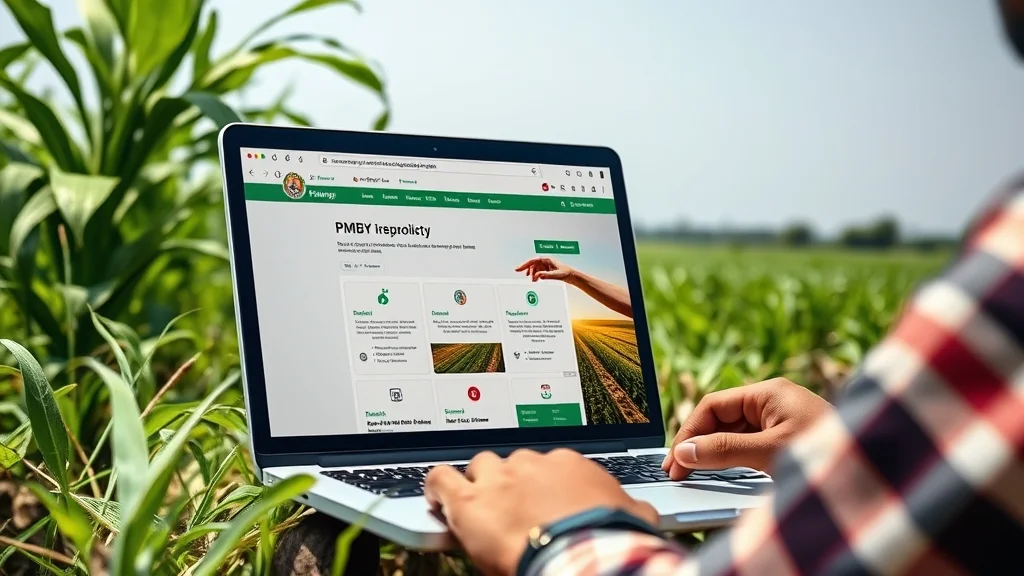 Farmer accessing official PMFBY portal www.pmfby.gov.in
