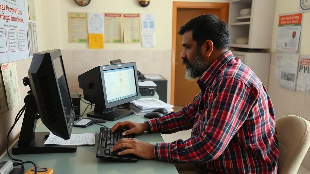 Farmer applying for PMFBY at Common Service Center with CSC operator_jpg