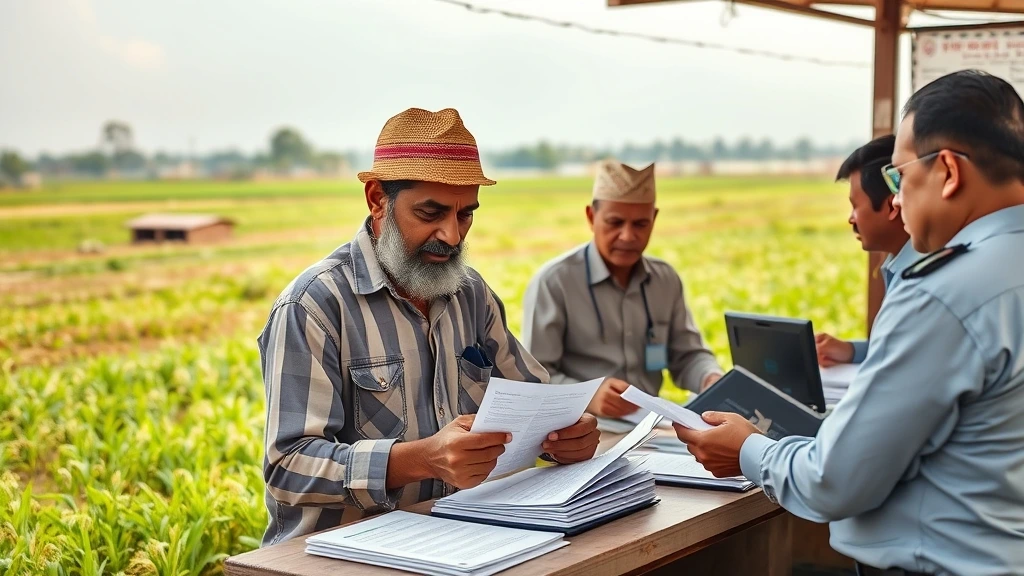 Farmer submitting offline Pradhan Mantri Fasal Bima Yojana registration form