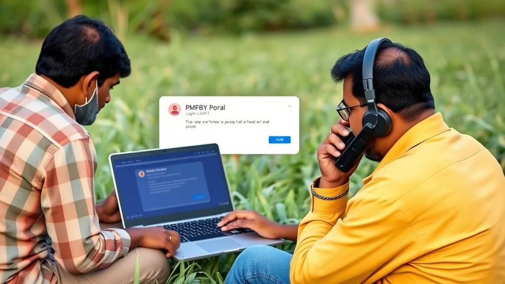 Farmer troubleshooting PMFBY portal login issues