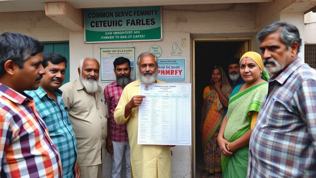 Farmers verifying PMFBY beneficiary list at village CSC center_jpg