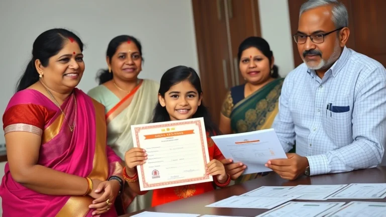 Ladli Laxmi Yojana 2025 | Eligibility, Age Limit & Documents Required 11 Girl child with parents learning about Ladli Laxmi Yojana 2.0 and required documents from government officer