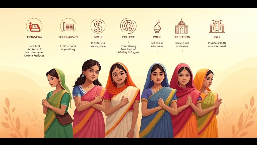 Ladli Lakshmi Yojana 2.0 – Complete Guide: Registration, Benefits, Eligibility & Forms 11 Illustration of Madhya Pradesh girls benefiting from Ladli Lakshmi Yojana 2.0 scholarships, career guidance, and financial incentives in 2025, symbolizing empowerment and education