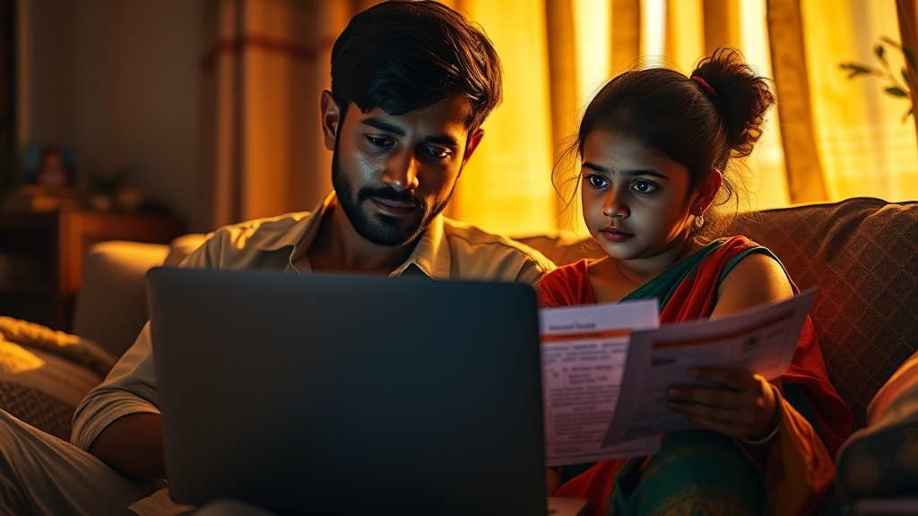 Ladli Lakshmi Yojana 2.0 – Complete Guide: Registration, Benefits, Eligibility & Forms 4 Indian parents applying online for Ladli Lakshmi Yojana 2.0 on ladlilaxmi.mp.gov.in with Aadhaar and birth certificate documents