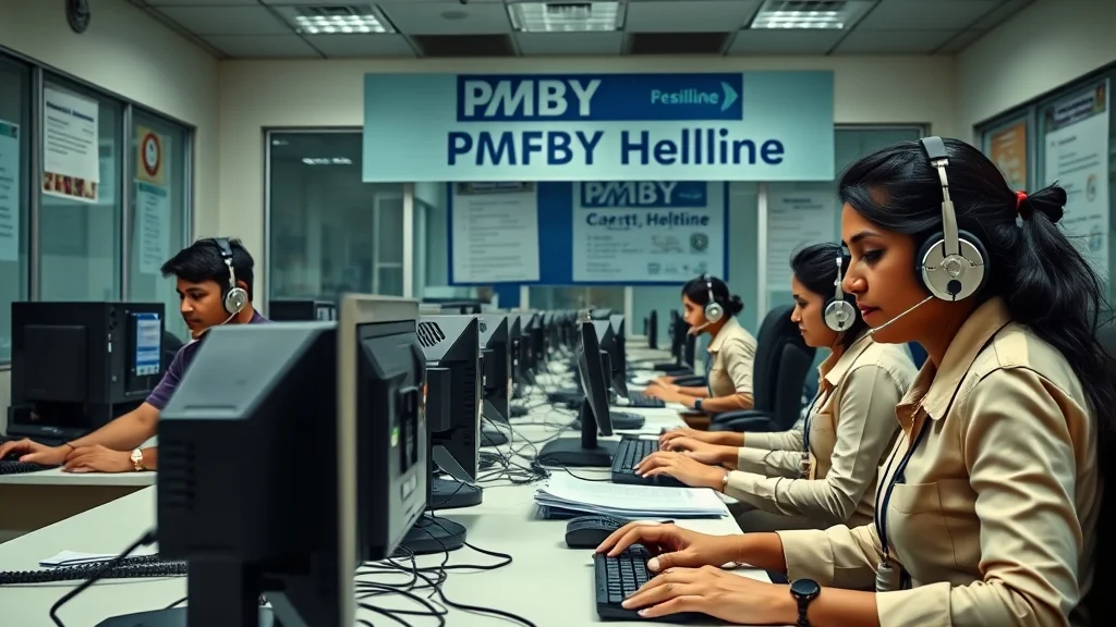 PMFBY customer care call center with operators providing helpline support