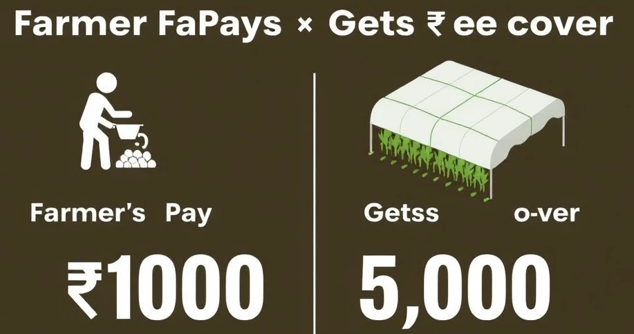 PMFBY premium example farmer pays 1000 gets 50000 crop coverage