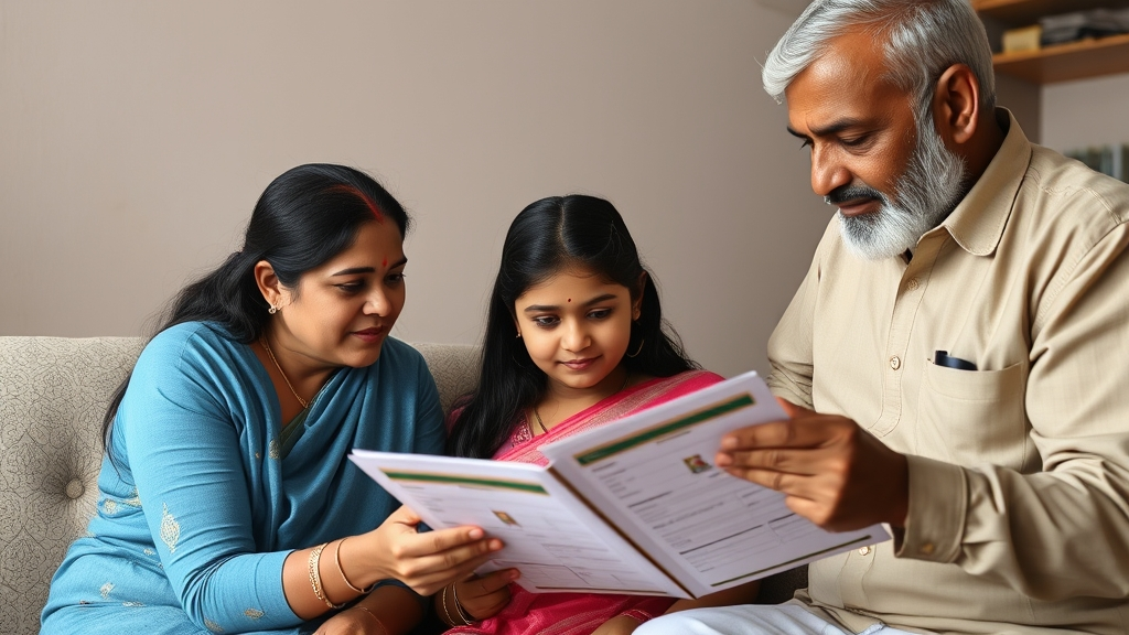 Ladli Laxmi Yojana 2025 | Eligibility, Age Limit & Documents Required 4 Parents checking eligibility documents for Ladli Laxmi Yojana 2.0 with their daughter.