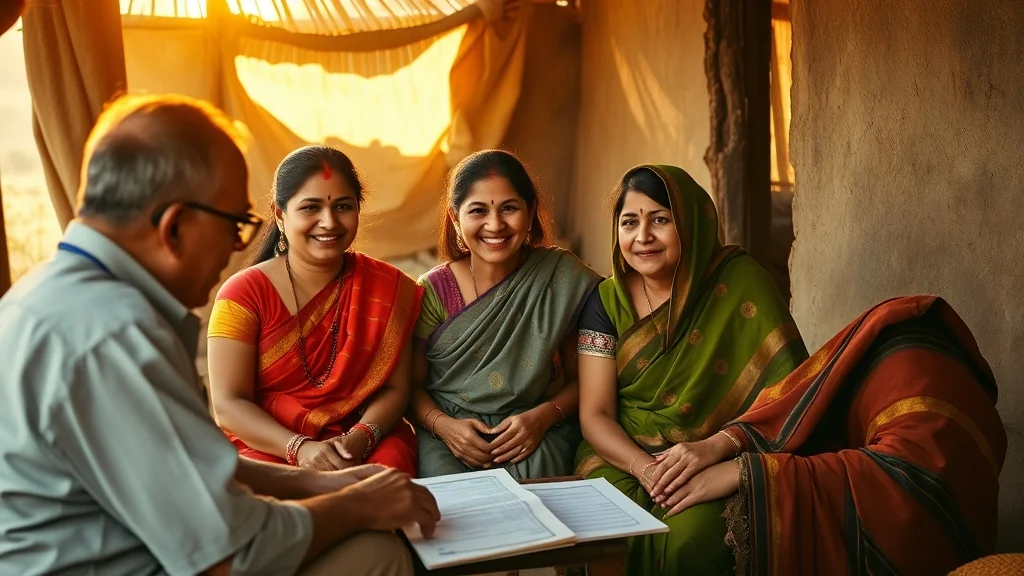 Mukhyamantri Kanya Vivah Yojana 2025 – Complete Guide (UP, Bihar, MP & Odisha) 8 Rural family discussing Kanya Vivah Yojana eligibility with government officer in India