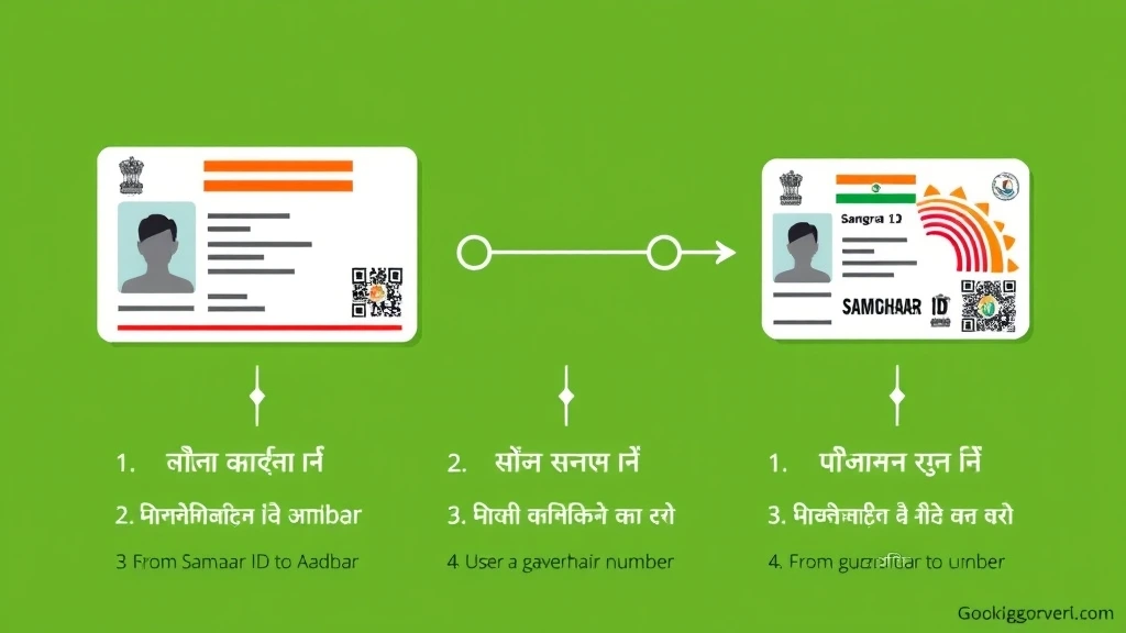 "आधार कार्ड और समग्र आईडी Linking – तीन तरीके समझाते हुए वेक्टर इन्फोग्राफिक"