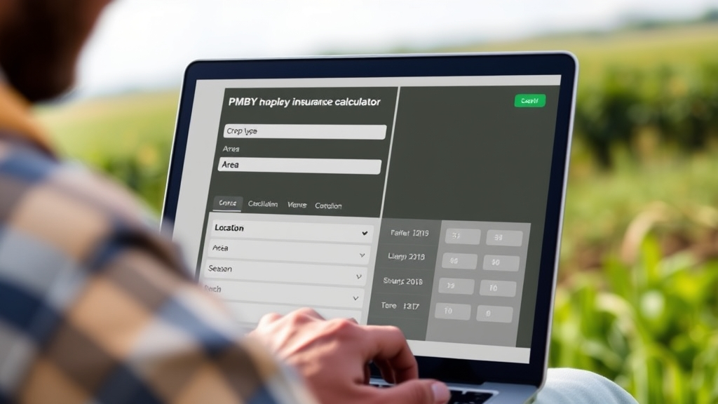 Farmer using PMFBY online calculator to check insurance premium