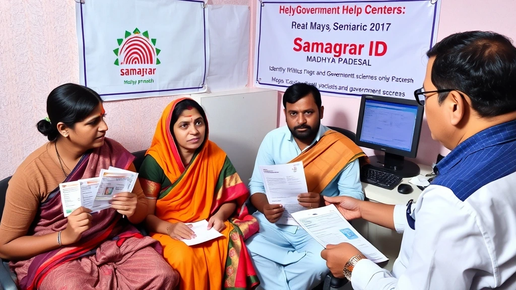 "मध्य प्रदेश में सरकारी केंद्र पर परिवार समग्र आईडी प्रक्रिया समझते हुए"