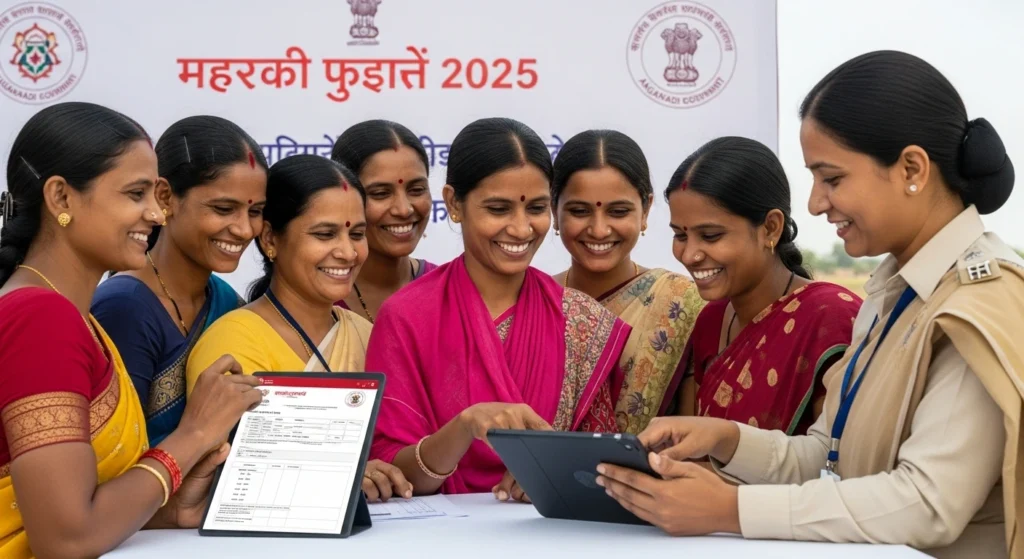 लाभार्थी महिला लाभ वितरण तपासत आहेत – महाराष्ट्र शासनाची मुख्यमंत्री माझी लाडकी बहीण योजना 2025 अंतर्गत लाभार्थी नोंदणी आणि यादी तपासणी