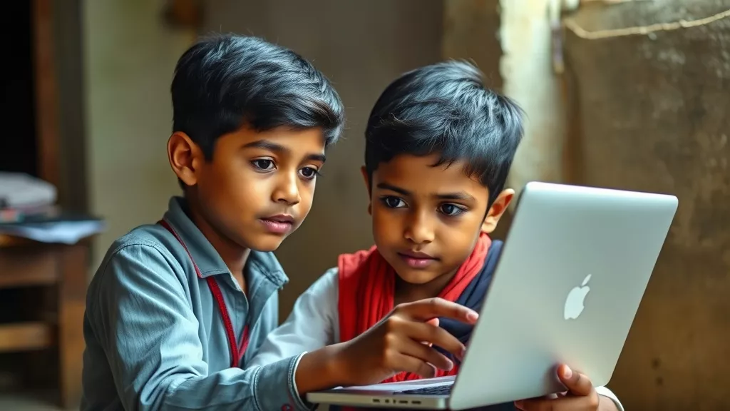 Tribal student in Madhya Pradesh accessing MPTAAS portal to check scholarship and update profile"