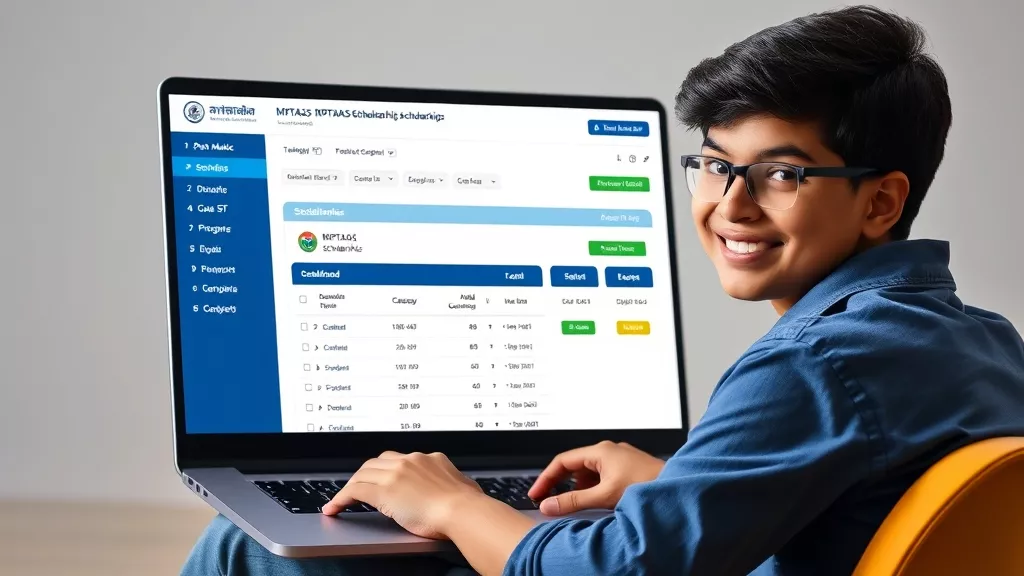 Student checking MPTAAS scholarship status online for post-matric and pre-matric categories on official portal
